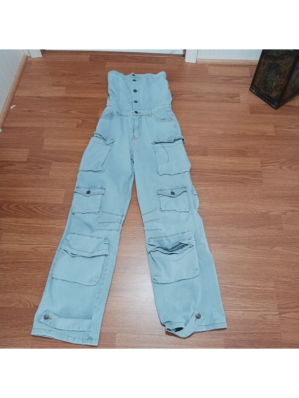 High Waist  Strapless  Denim  Jumper  Women's  Cargo pants Size Small